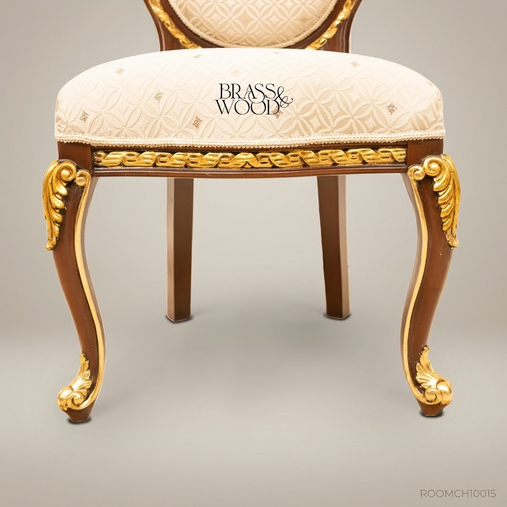 Brass & Wood Louis XV Medallion Dining Chair