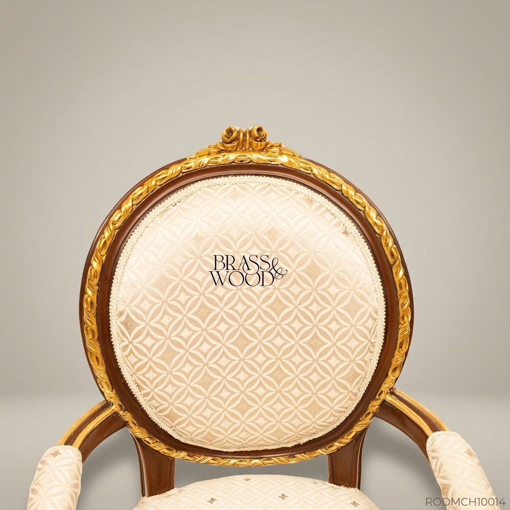 Brass & Wood Louis XV Medallion Dining Chair