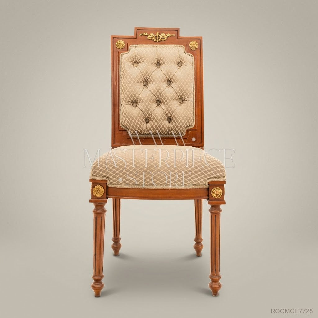 Brass & Wood Louis XVI Dining Chair