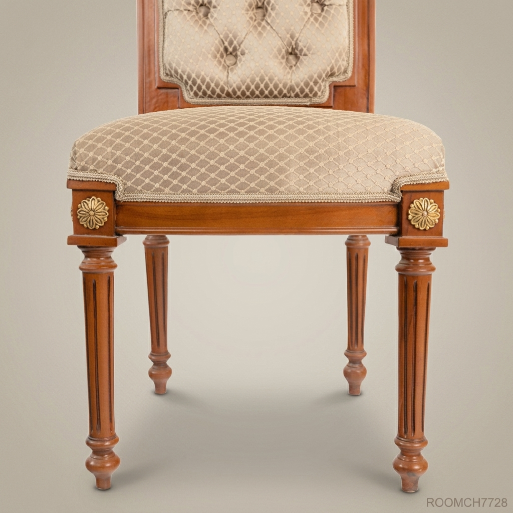 Brass & Wood Louis XVI Dining Chair