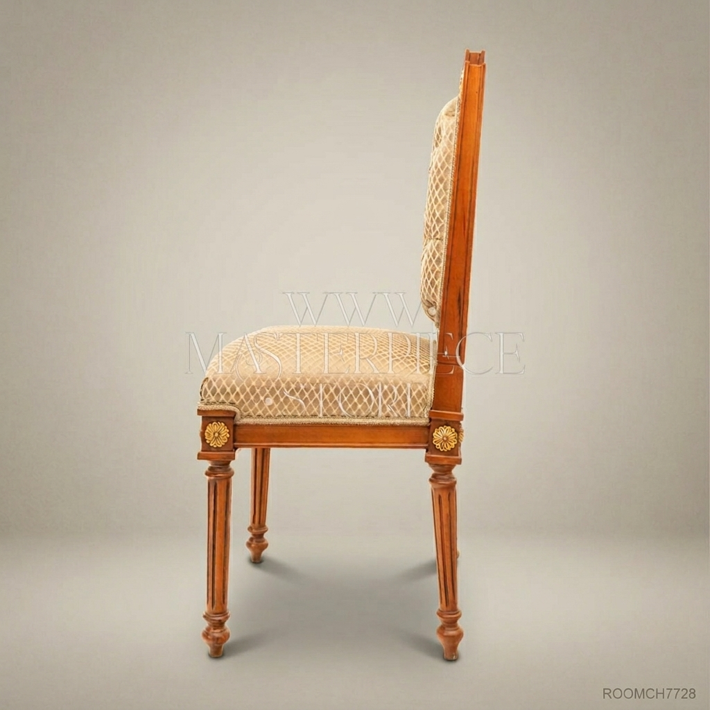 Brass & Wood Louis XVI Dining Chair