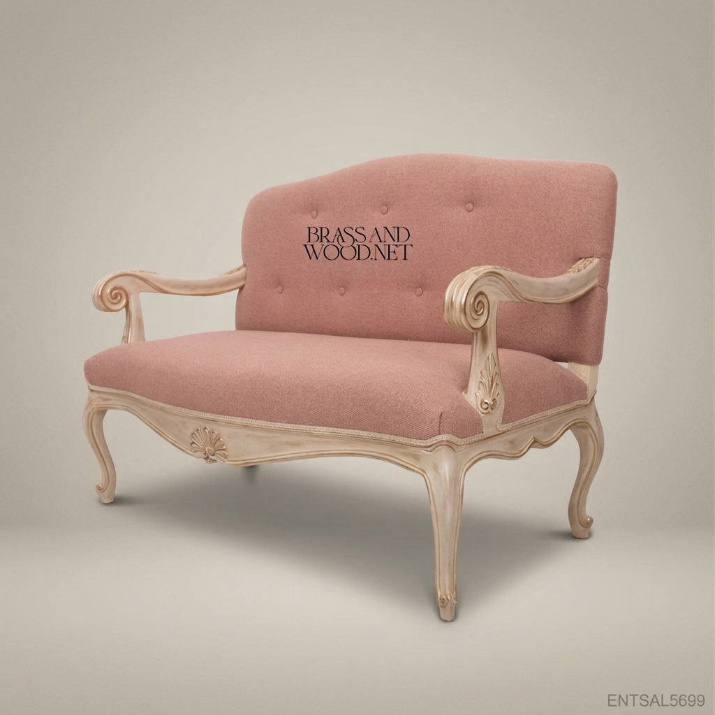 French Provincial Carved Wood Salon Sofa