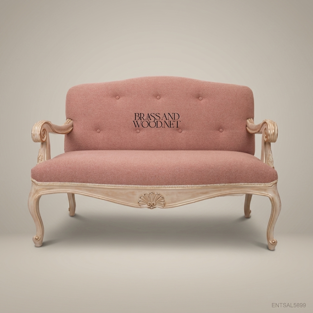 French Provincial Carved Wood Salon Sofa
