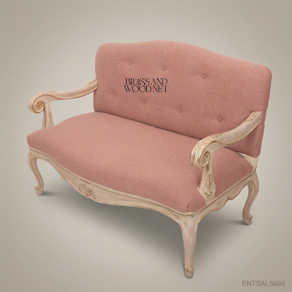French Provincial Carved Wood Salon Sofa