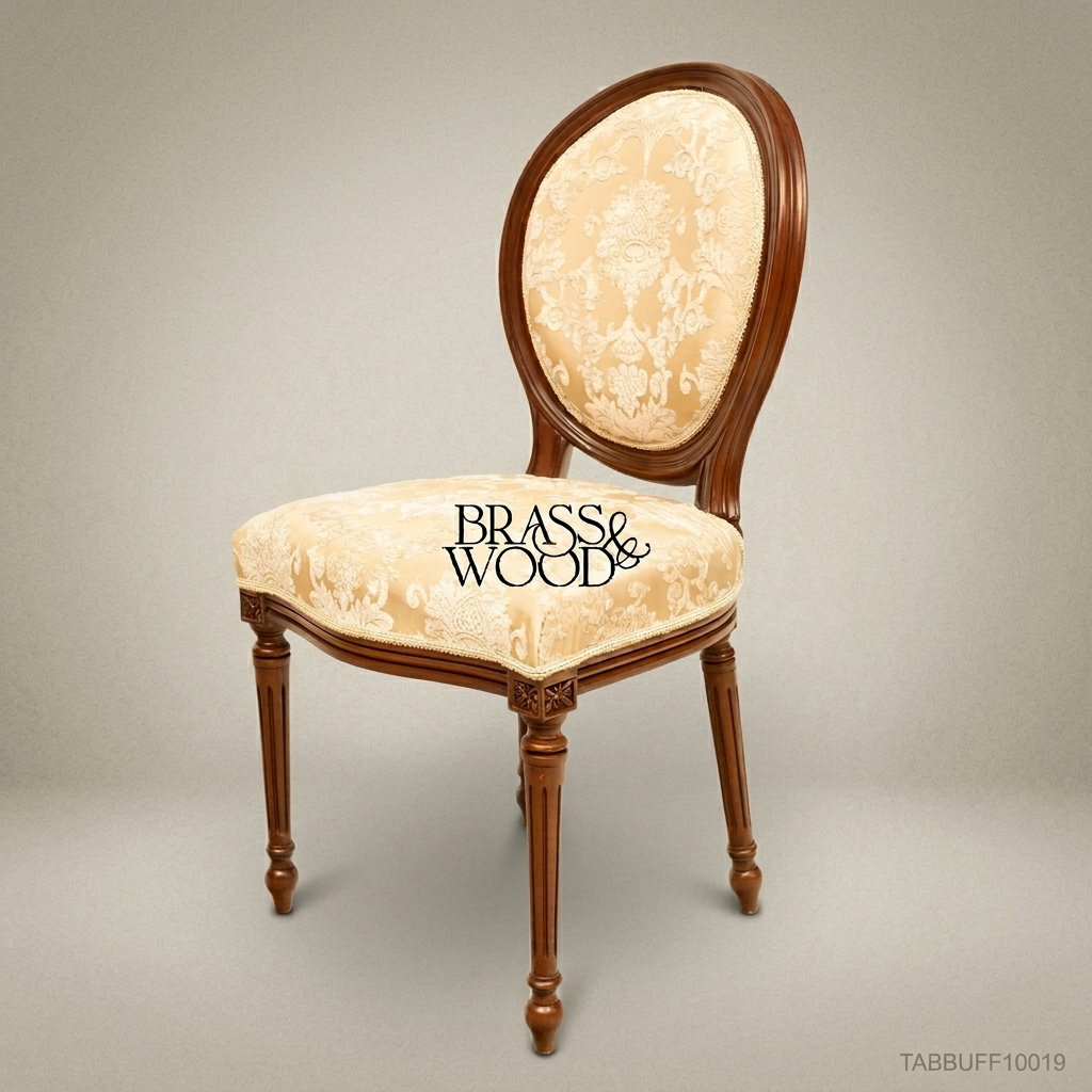 Brass & Wood Louis XVI Medallion Dining Chair