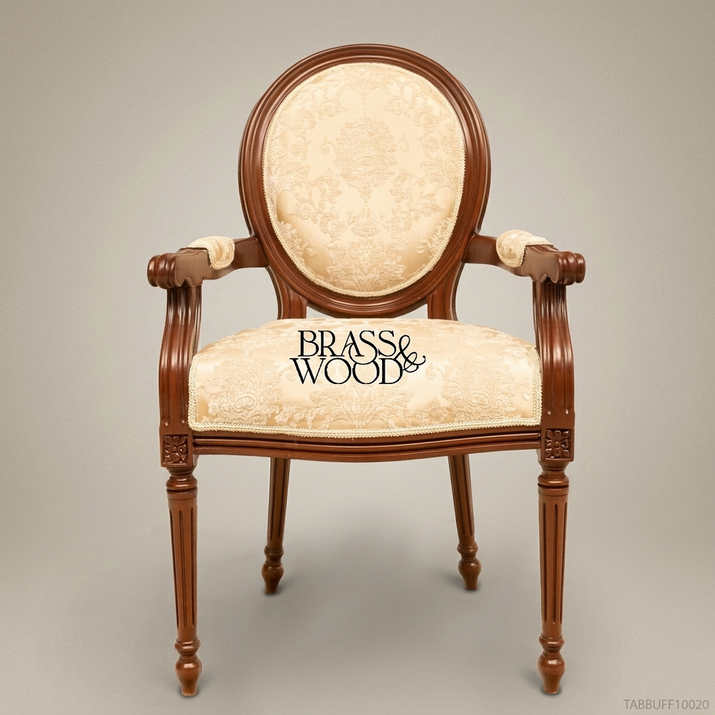 Brass & Wood Louis XVI Medallion Dining Chair