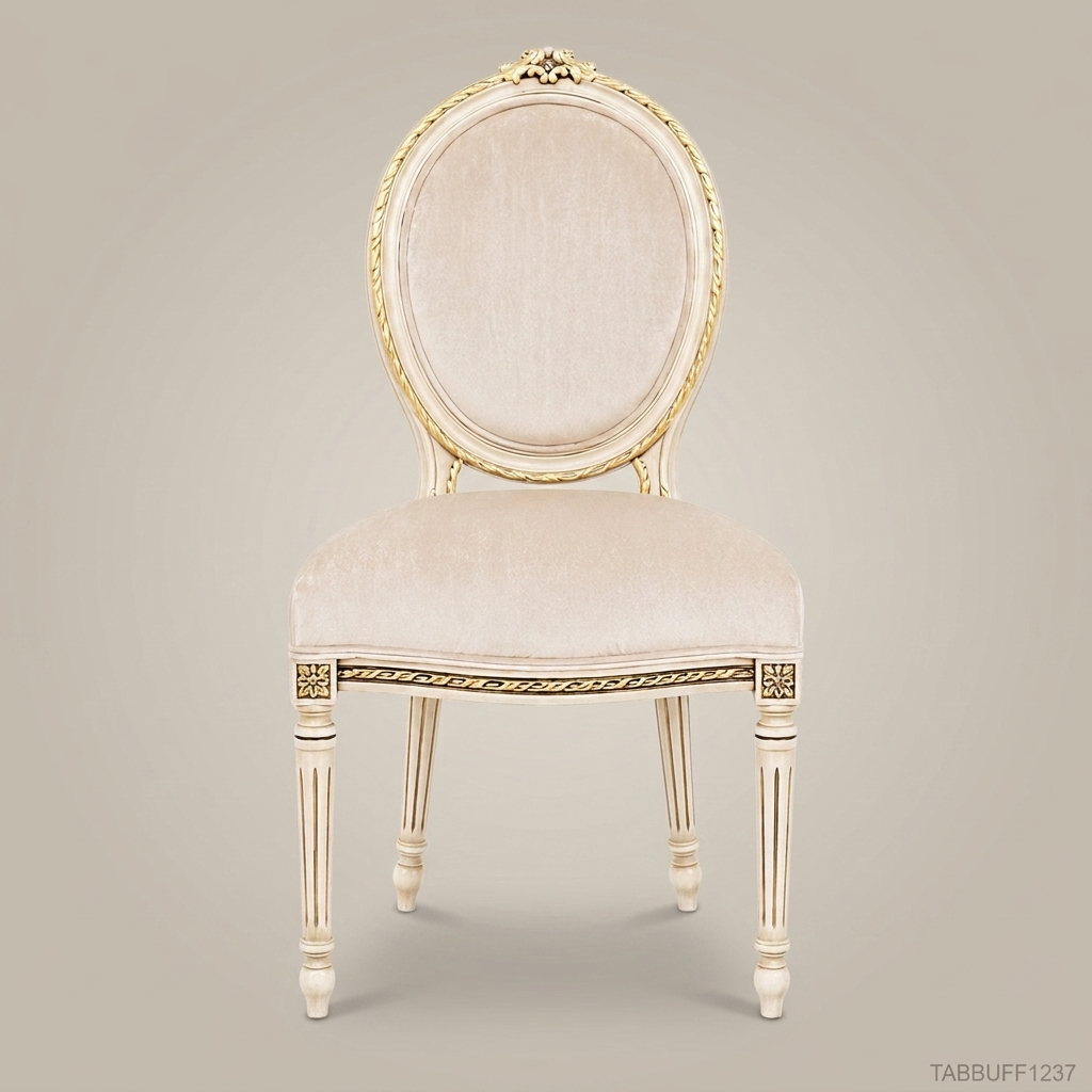 Brass & Wood Louis XVI Medallion Dining Chair