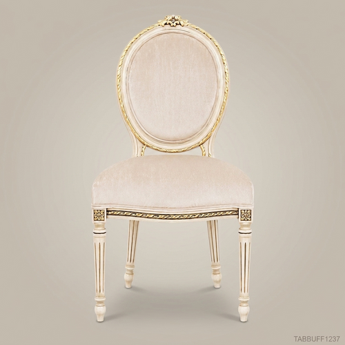 Brass & Wood Louis XVI Medallion Dining Chair
