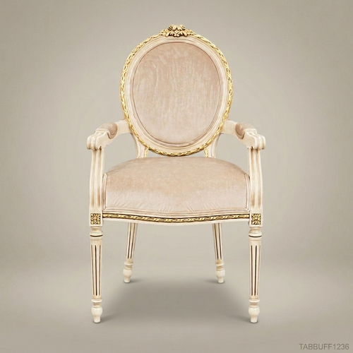 Brass & Wood Louis XVI Medallion Dining Chair