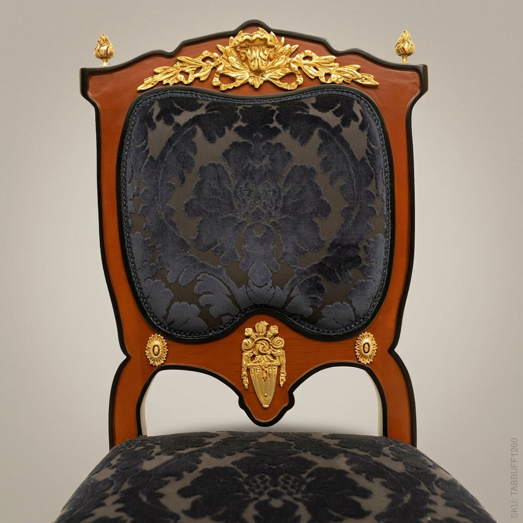 Brass & Wood Empire Damask Dining Chair