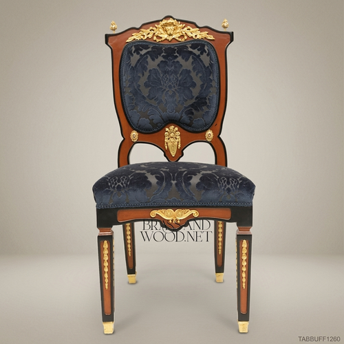 Brass & Wood Empire Damask Dining Chair