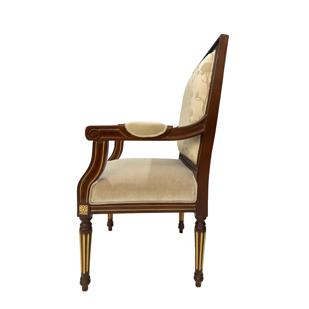 Floral Damask Mahogany Dining Chair