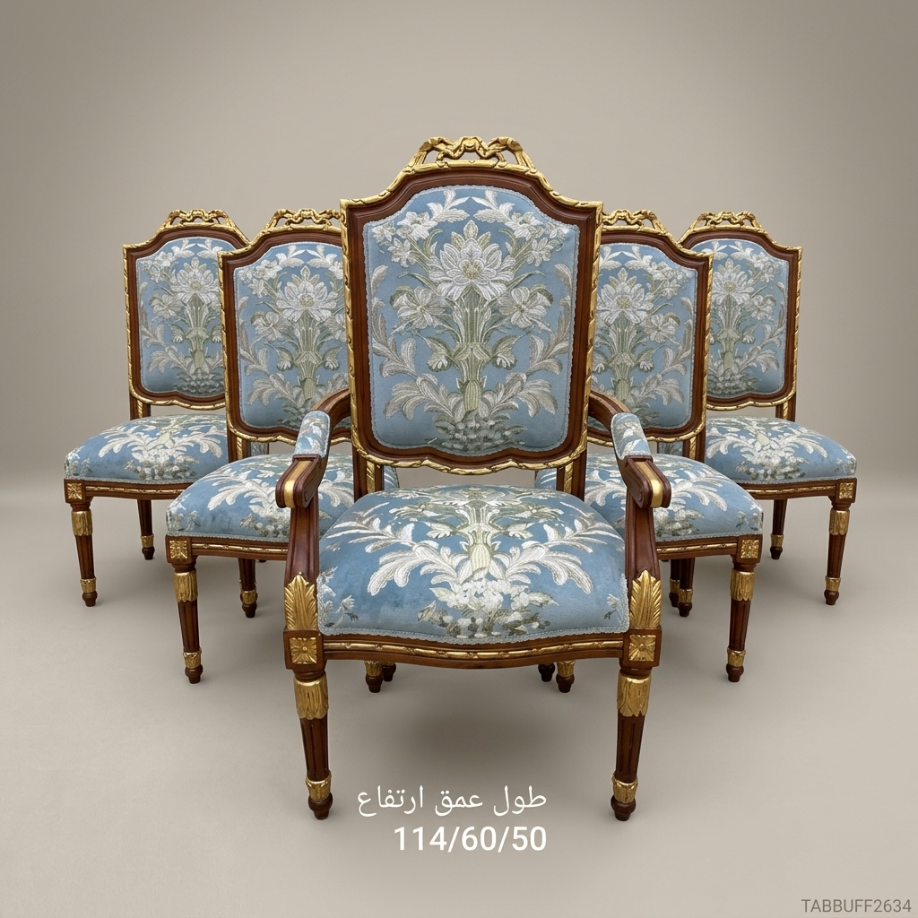 Brass & Wood Louis XVI Floral Tapestry Dining Chair