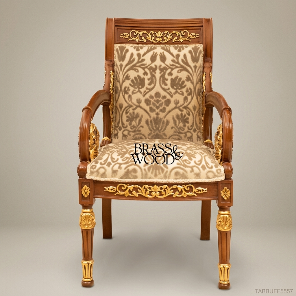 Brass & Wood Empire Gilded Dining Chair
