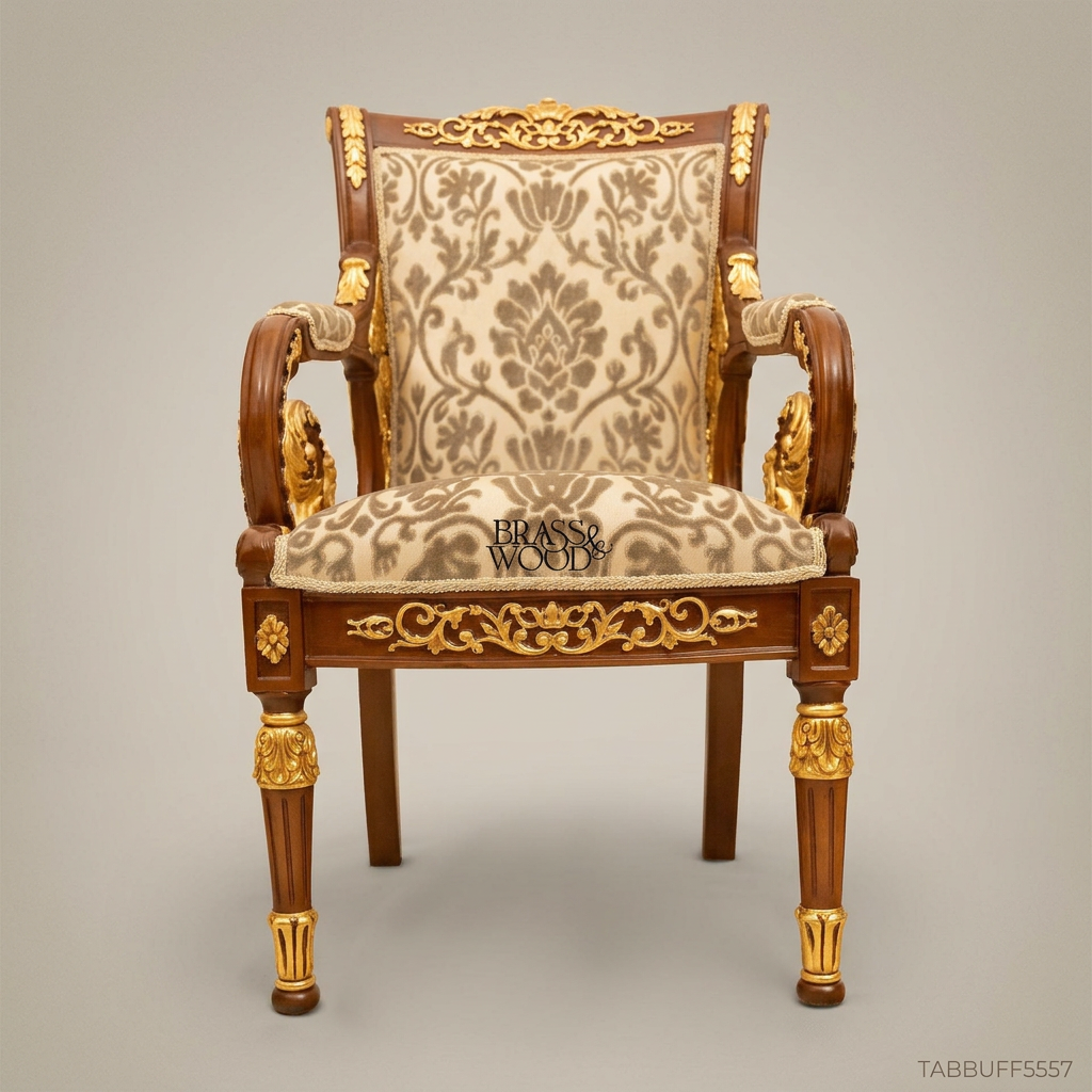 Brass & Wood Empire Gilded Dining Chair