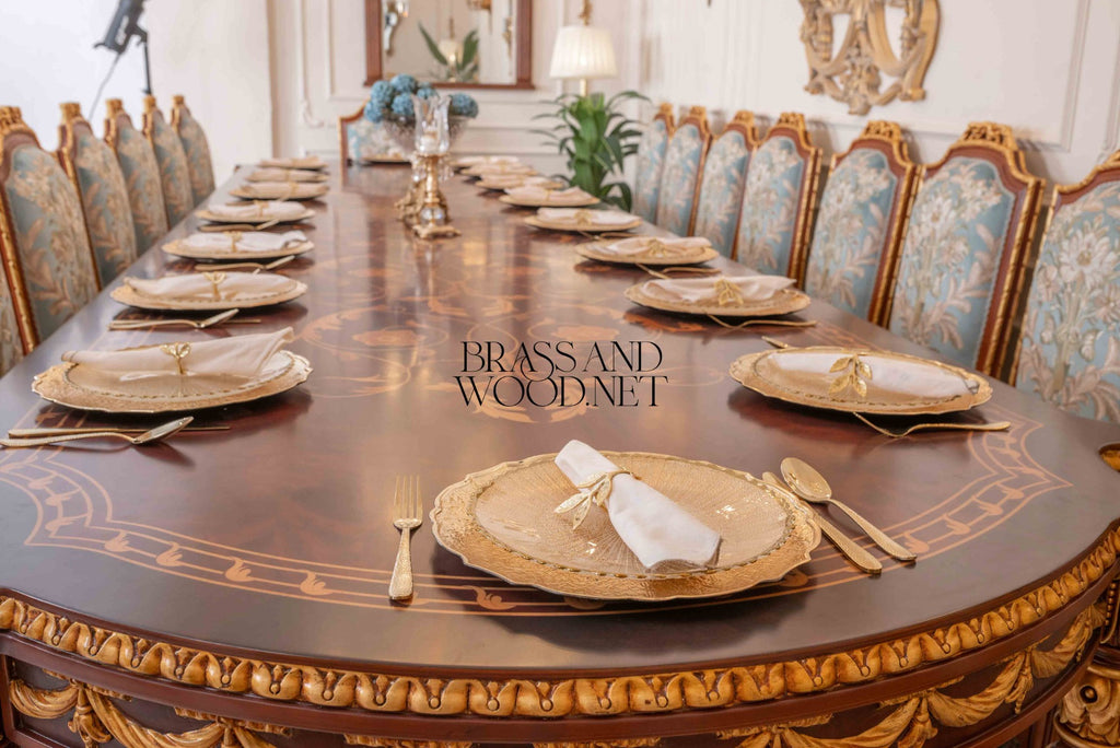 Louis XVI Gilt Marquetry Complete Dining Suite
