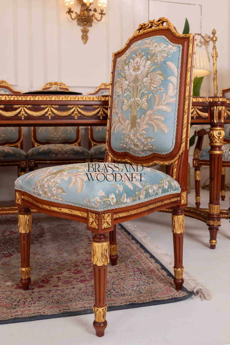 Louis XVI Gilt Marquetry Complete Dining Suite
