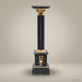 Neoclassical Black Marble Column Pedestal with Gilt Bronze Mounts