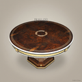 Empire Burr Walnut Round Entry Table with Gilt Laurel Marquetry & Ormolu Apron