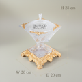 Empire Crystal Bonbonnière with Ornate Brass Base & Finial Lid — Gold