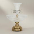 Empire Crystal & Brass Epergne Centrepiece - Diamond-Cut Two-Tier Bowl — Antique Gold