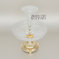 Empire Crystal & Brass Epergne Centrepiece - Diamond-Cut Two-Tier Bowl — Gold