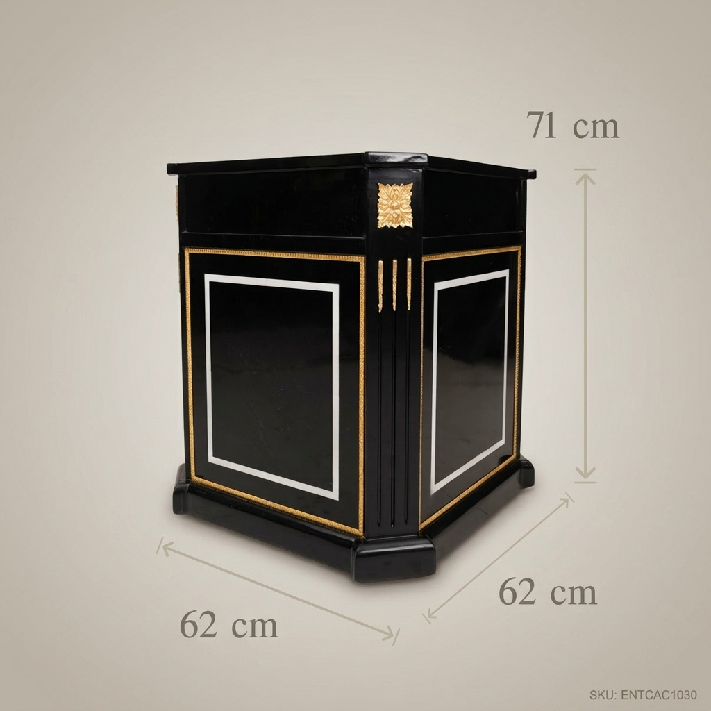 Empire Ebonized Octagonal Jardinière with Gilt Pilaster Columns — 71 cm
