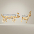 Empire Figural Deer & Crystal Cart Decorative Sculpture — Gold