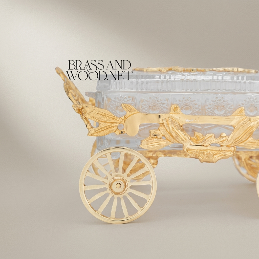 Empire Figural Deer & Crystal Cart Decorative Sculpture
