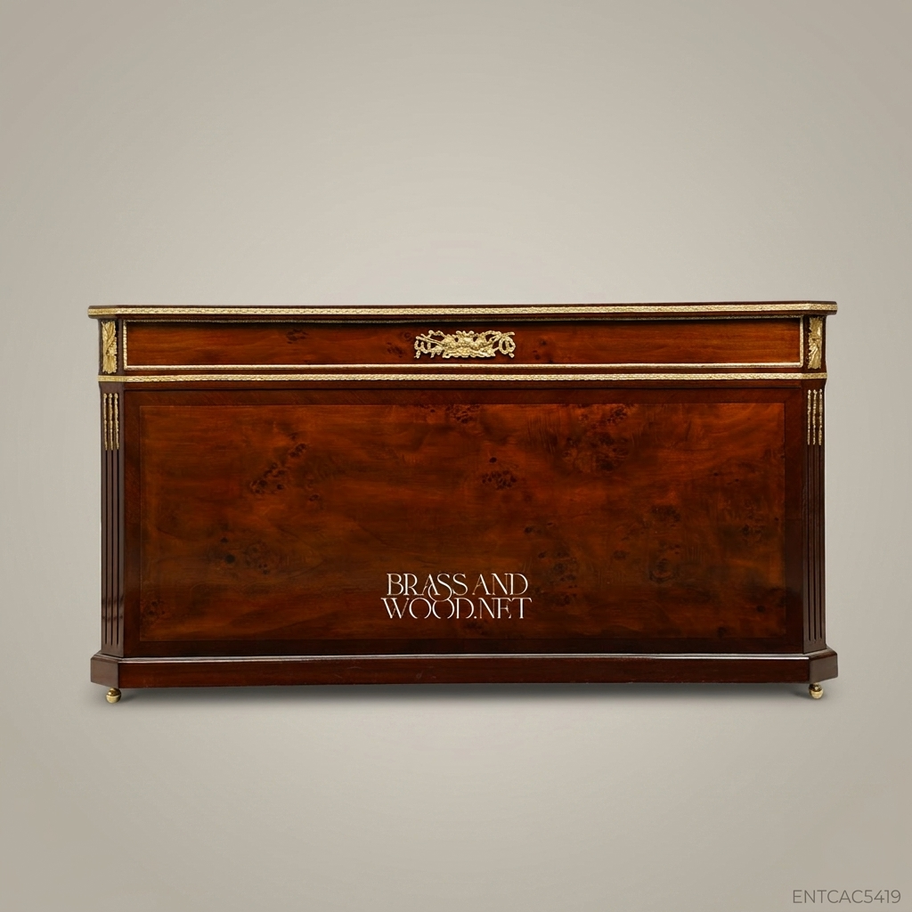 Empire Flame Mahogany Jardinière with Gilt Ormolu Mounts — Fluted Corner Columns
