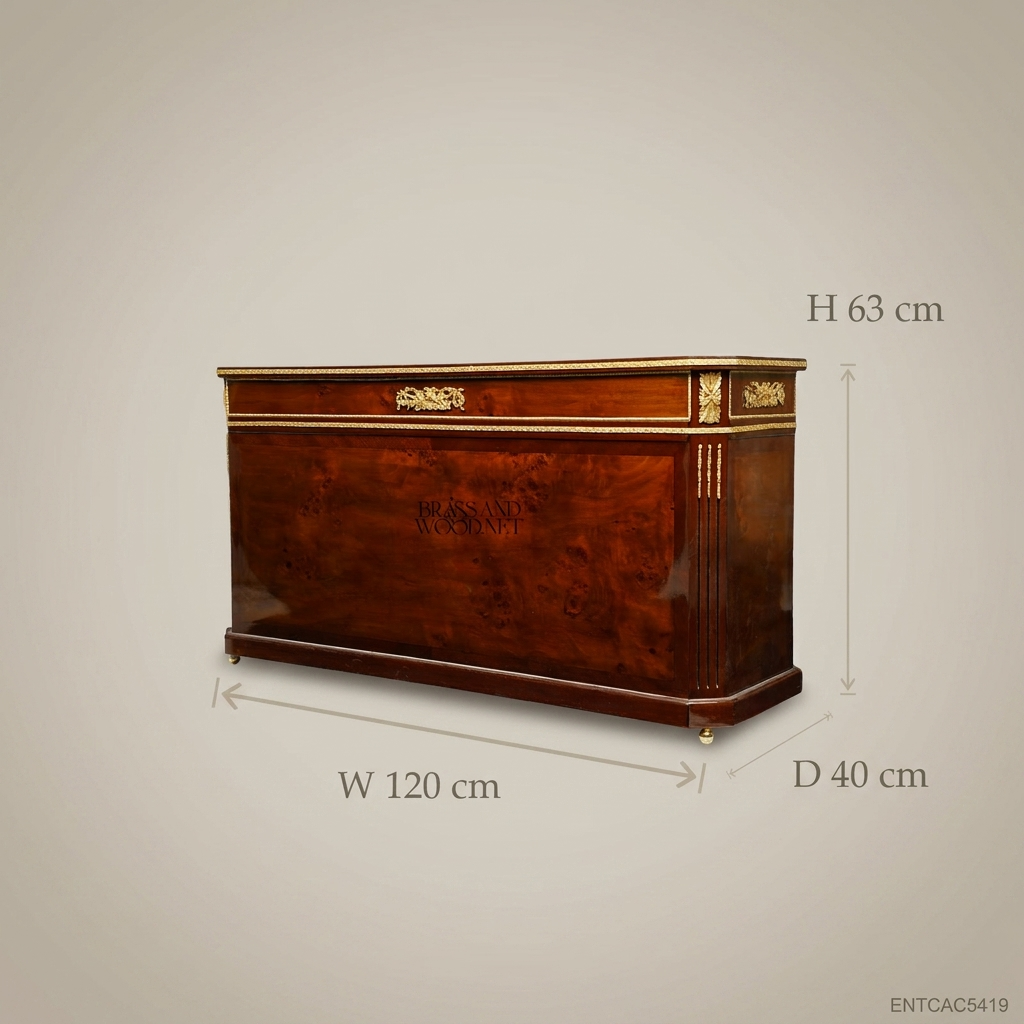 Empire Flame Mahogany Jardinière with Gilt Ormolu Mounts — Fluted Corner Columns