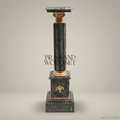 Empire Green Marble Column Pedestal with Gilt Bronze Corinthian Capital