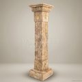 Empire Fluted Marble Column Pedestal with Brass Medallions