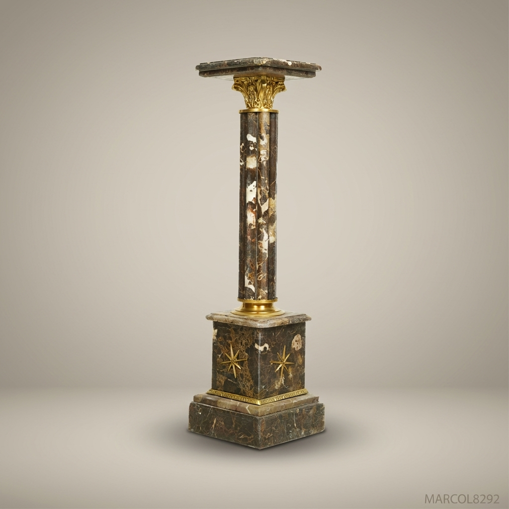 Empire Marble Column Pedestal with Gilt Bronze Mounts