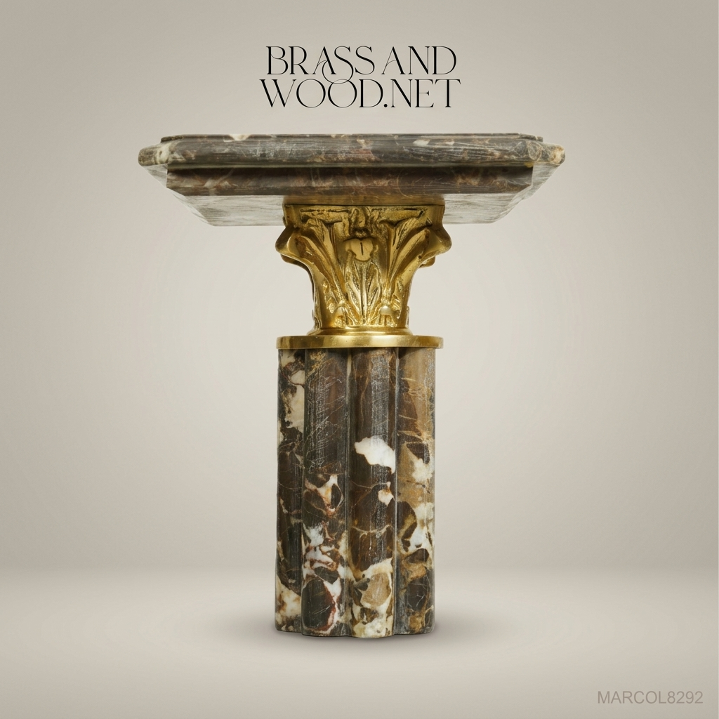 Empire Marble Column Pedestal with Gilt Bronze Mounts
