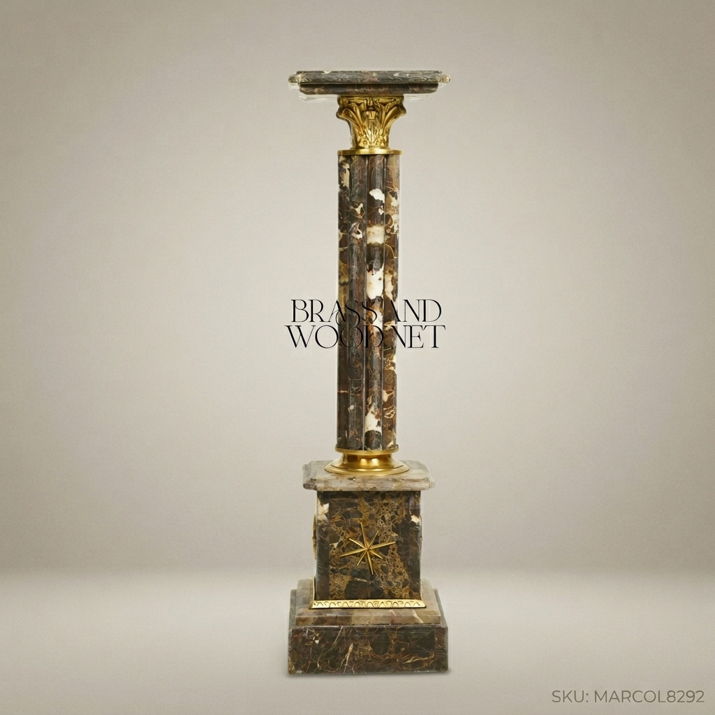 Empire Marble Column Pedestal with Gilt Bronze Mounts