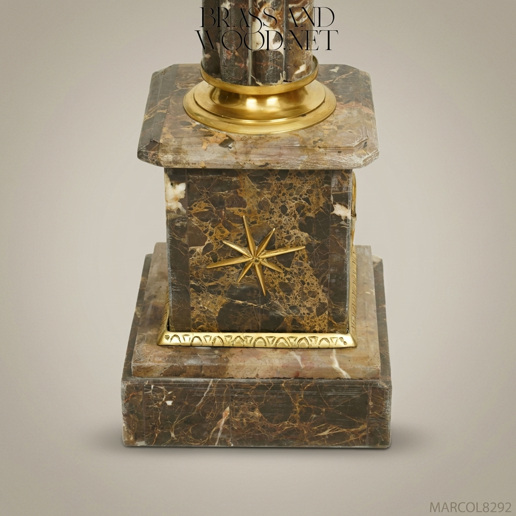 Empire Marble Column Pedestal with Gilt Bronze Mounts