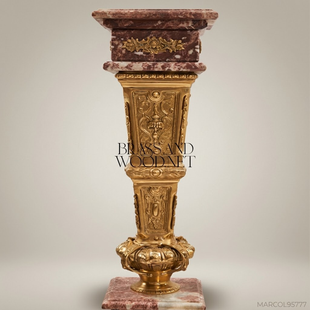 Napoleon III Marble & Gilt Bronze Pedestal Column