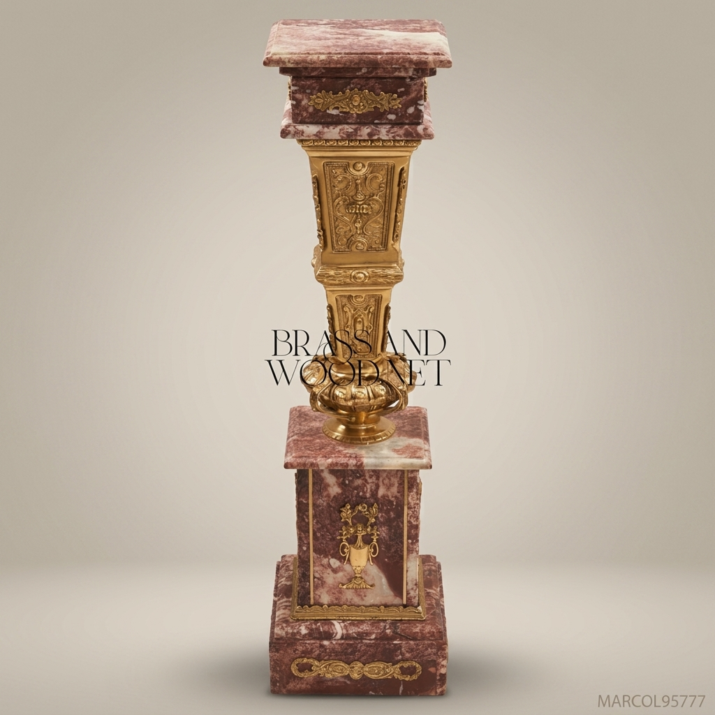 Napoleon III Marble & Gilt Bronze Pedestal Column