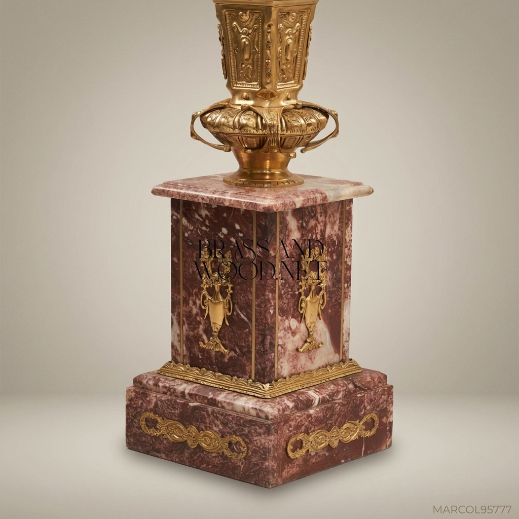 Napoleon III Marble & Gilt Bronze Pedestal Column