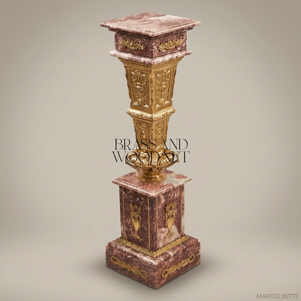 Napoleon III Marble & Gilt Bronze Pedestal Column