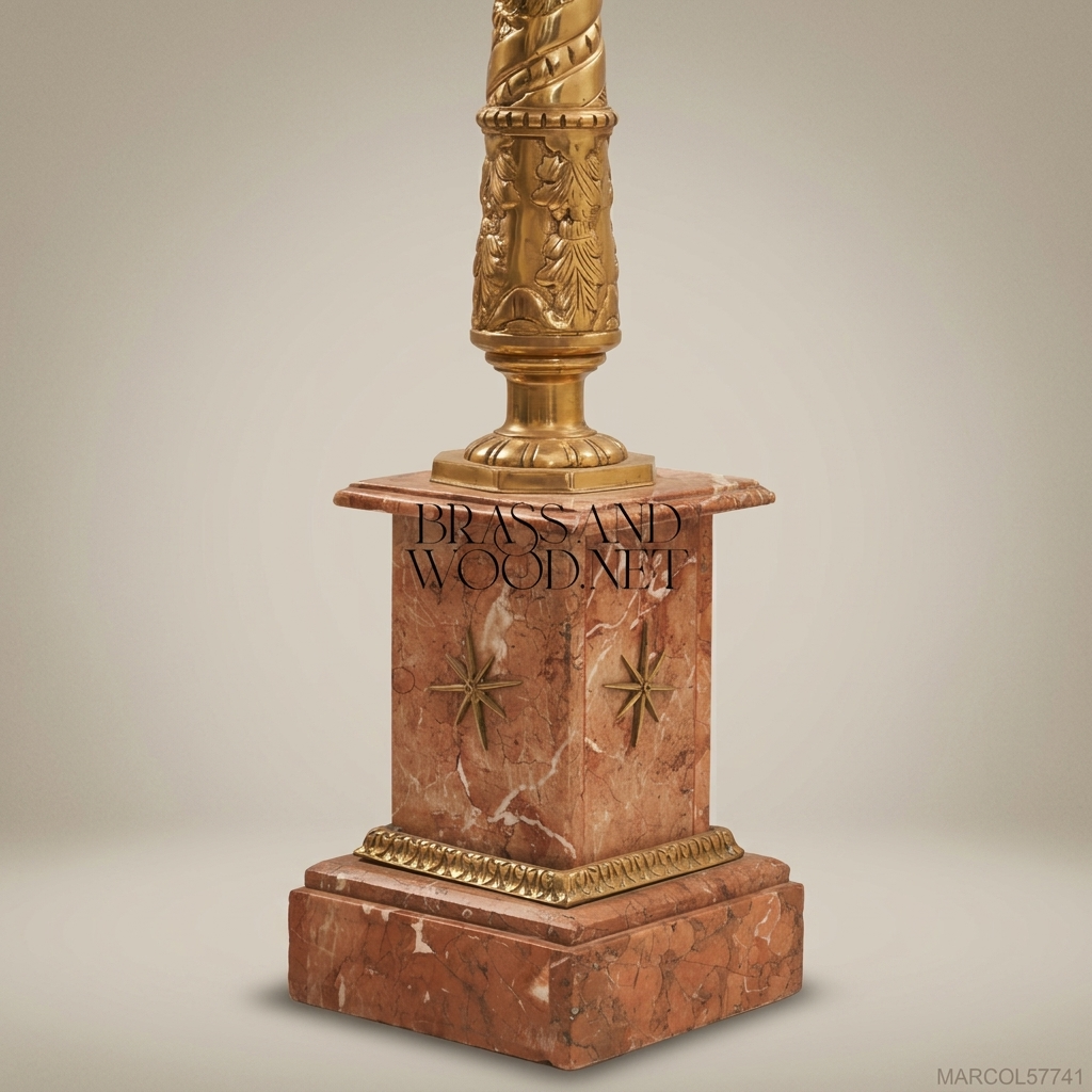 Empire Marble & Gilt Bronze Pedestal Column | Spiral Carved