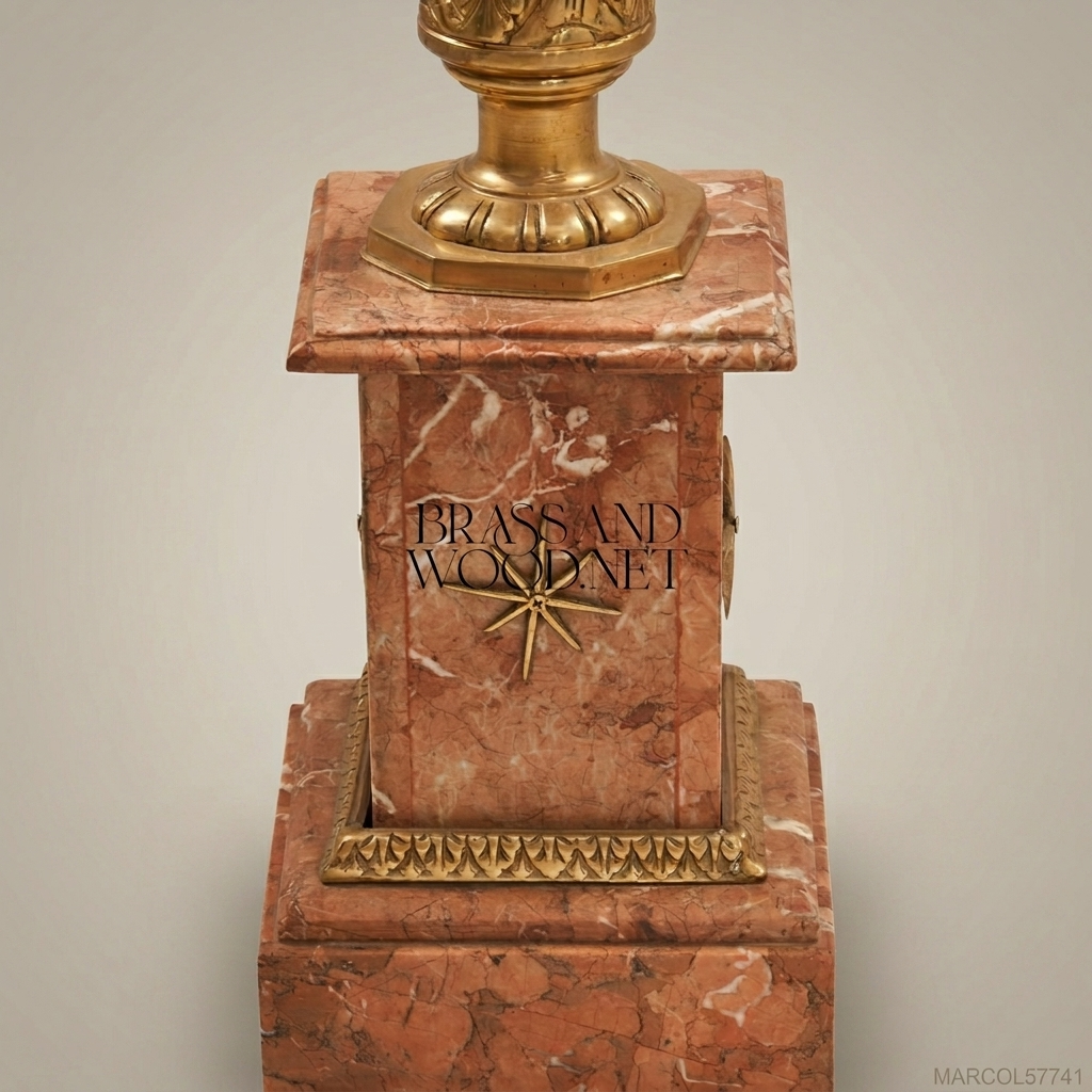 Empire Marble & Gilt Bronze Pedestal Column | Spiral Carved