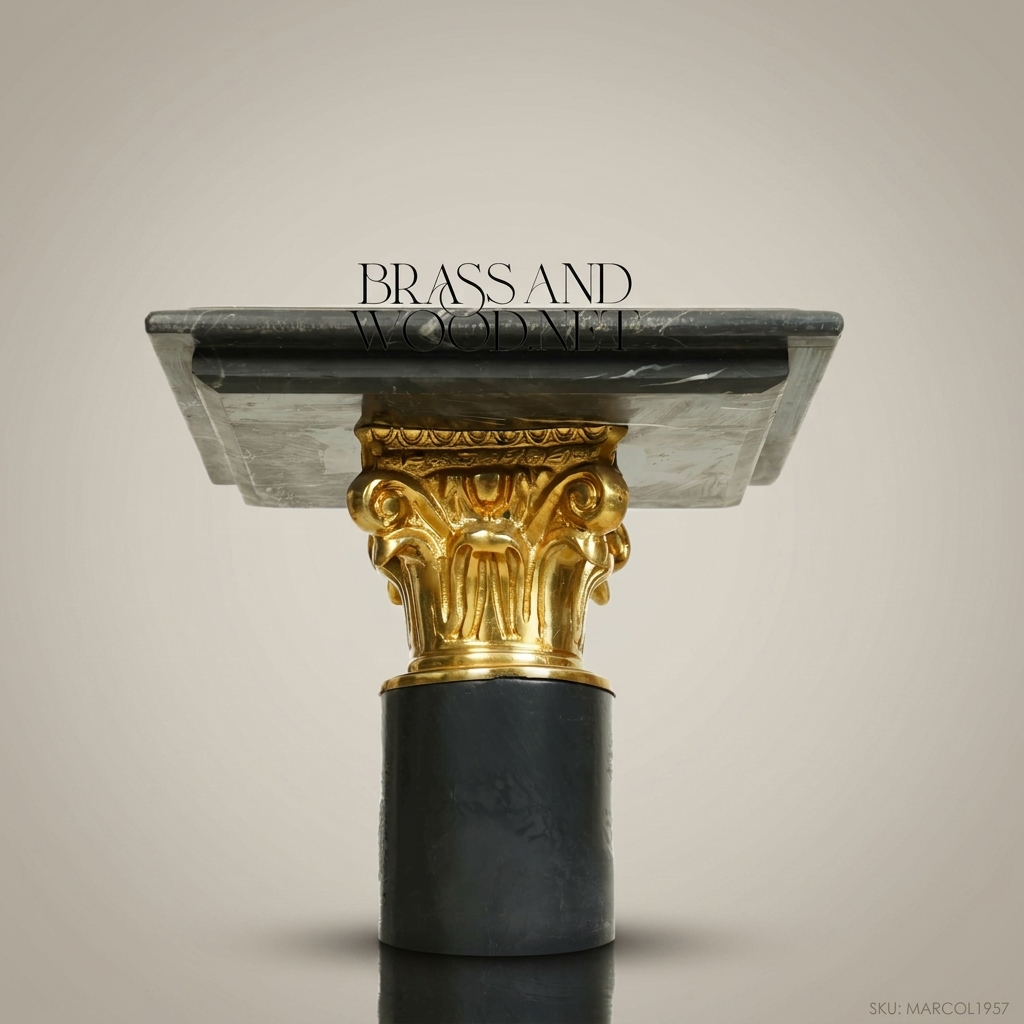 Empire Marble Pedestal Column with Gilt Bronze Mounts
