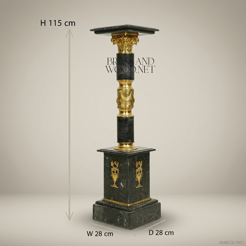 Empire Marble Pedestal Column with Gilt Bronze Mounts