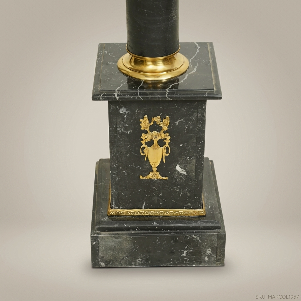 Empire Marble Pedestal Column with Gilt Bronze Mounts