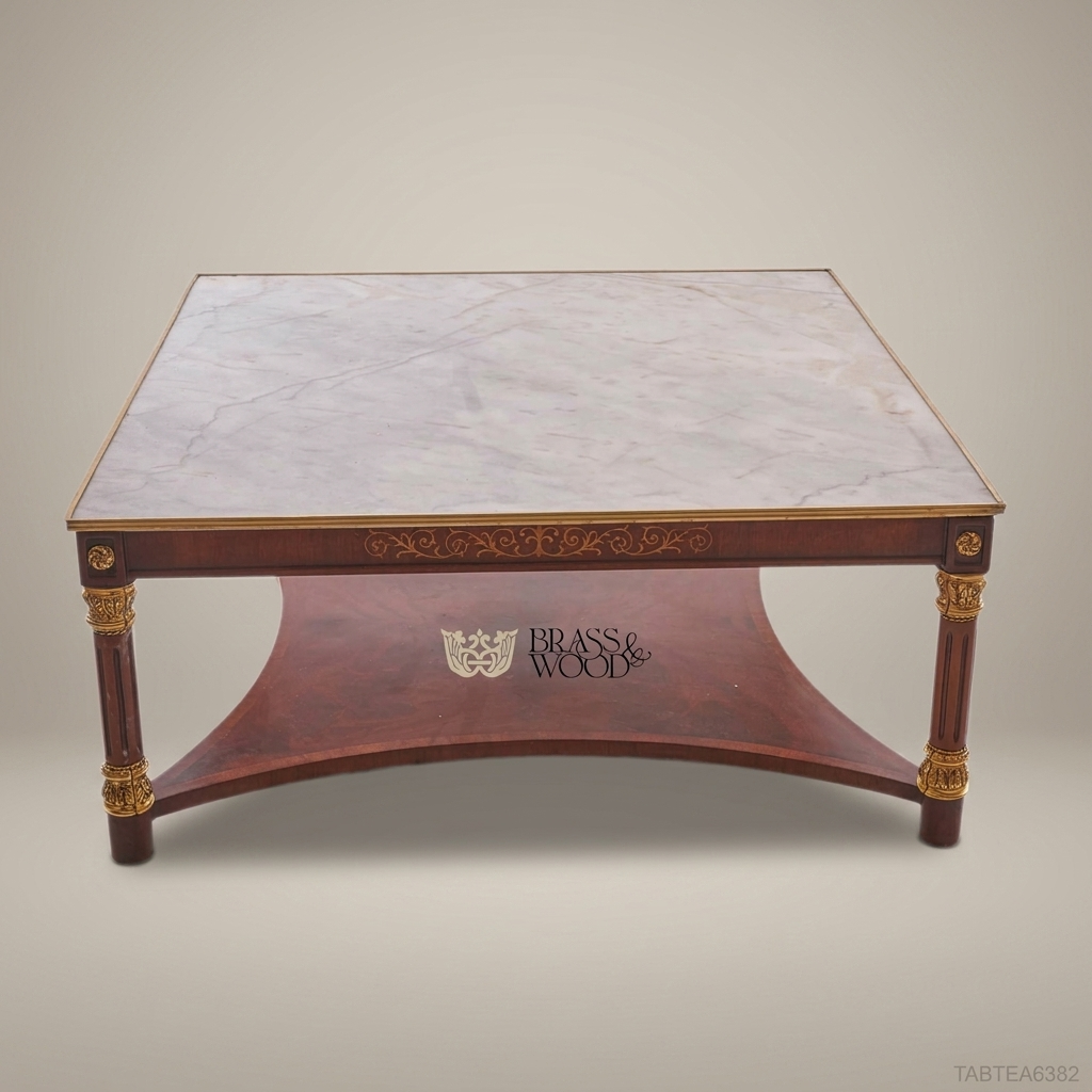 Empire Marble-Top Tea Table with Gilt Bronze Carvings