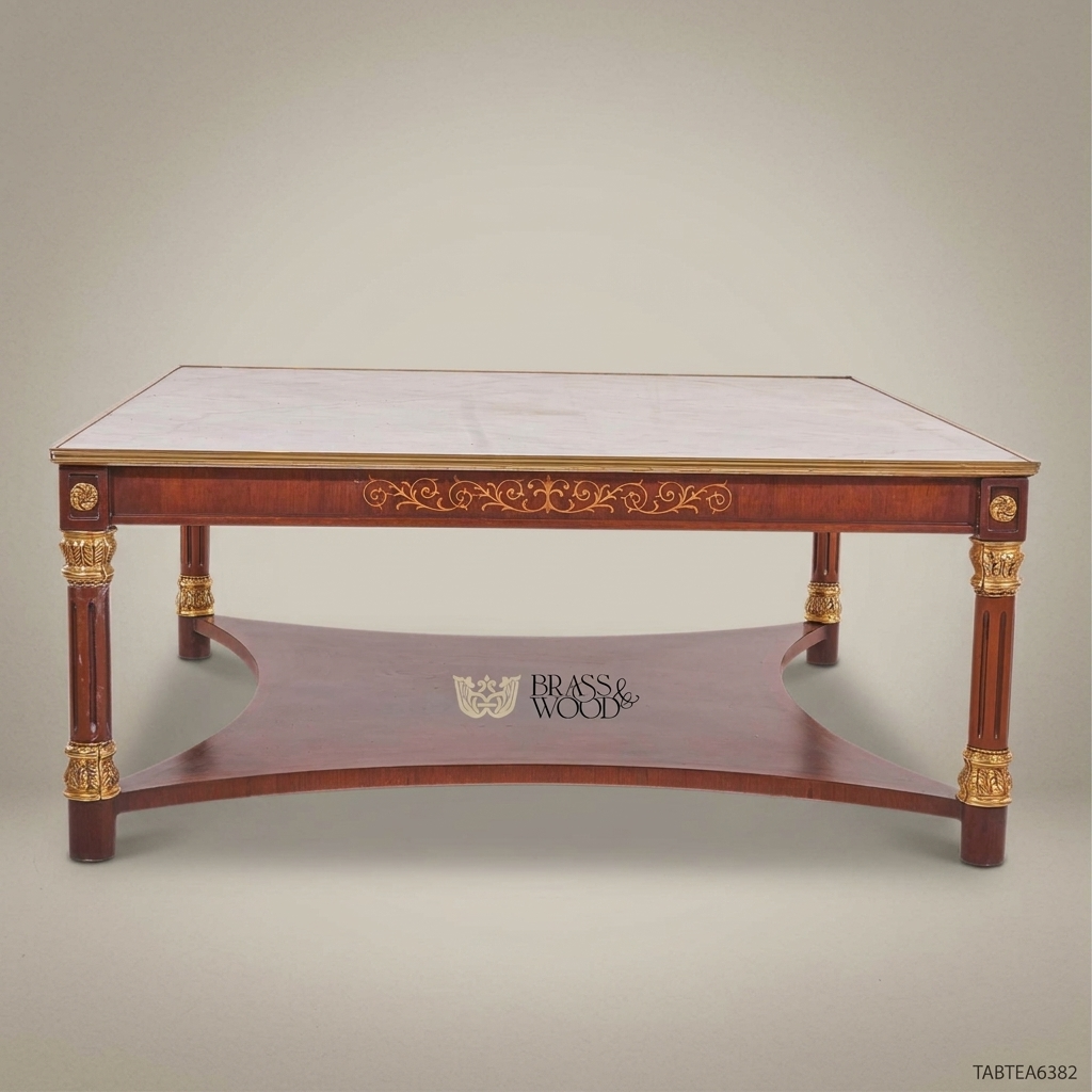 Empire Marble-Top Tea Table with Gilt Bronze Carvings