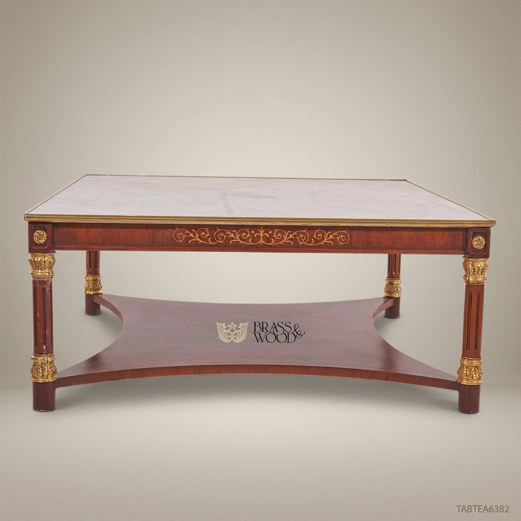 Empire Marble-Top Tea Table with Gilt Bronze Carvings
