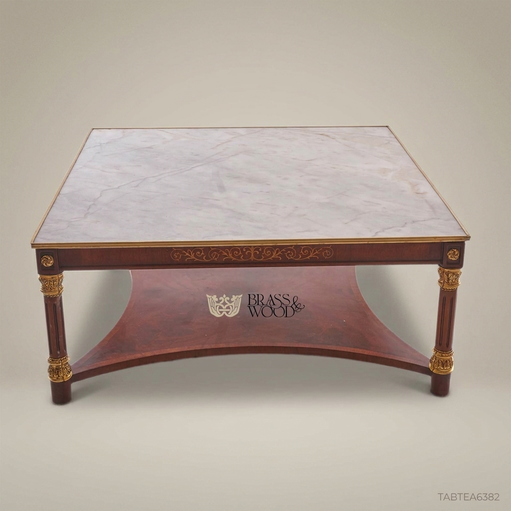 Empire Marble-Top Tea Table with Gilt Bronze Carvings